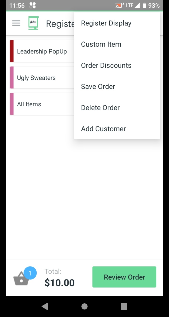 Three-dot menu open showing the Delete Order option.